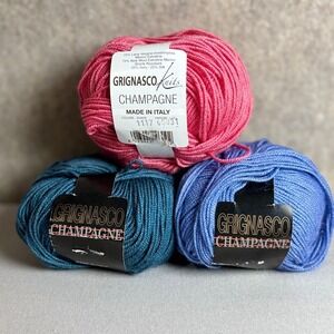 Grignasco Champagne Yarn 50g Pink Blue Teal Merino Silk Blend Made in Italy 3 Sk